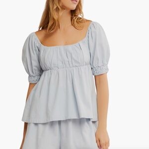 NWOT Free People Donnie Cotton Babydoll Top | Women’s Relaxed Summer Blouse